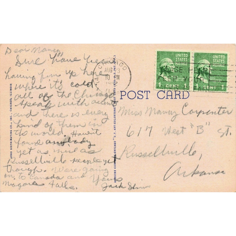 Illinois Greetings Linen Postcard Curt Teich G.1101 Abraham Lincoln 1951 - Picture 2 of 2